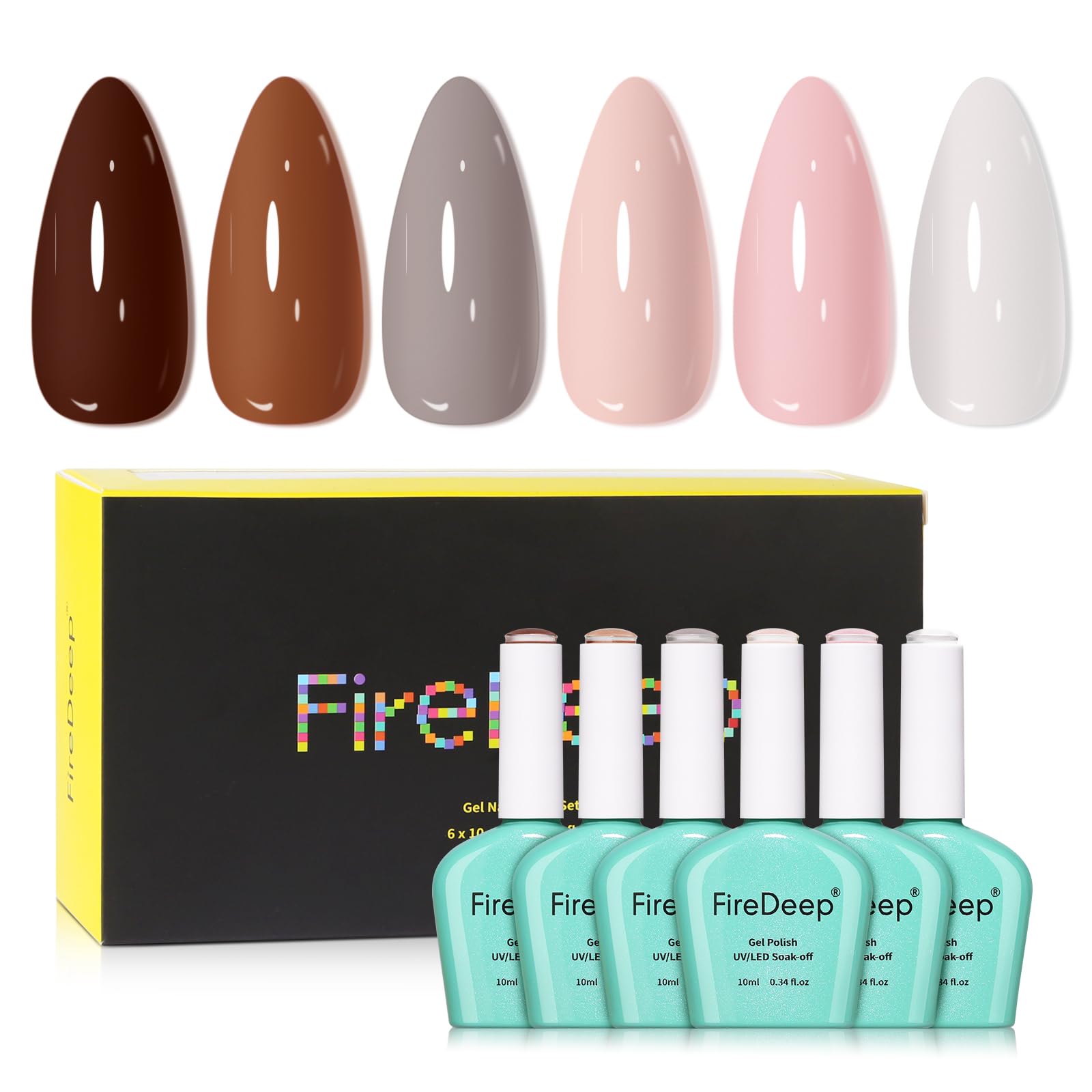 Firedeep Hema Free Gel Nail Polish Kit – 6 Colors Pink & Neutral Set