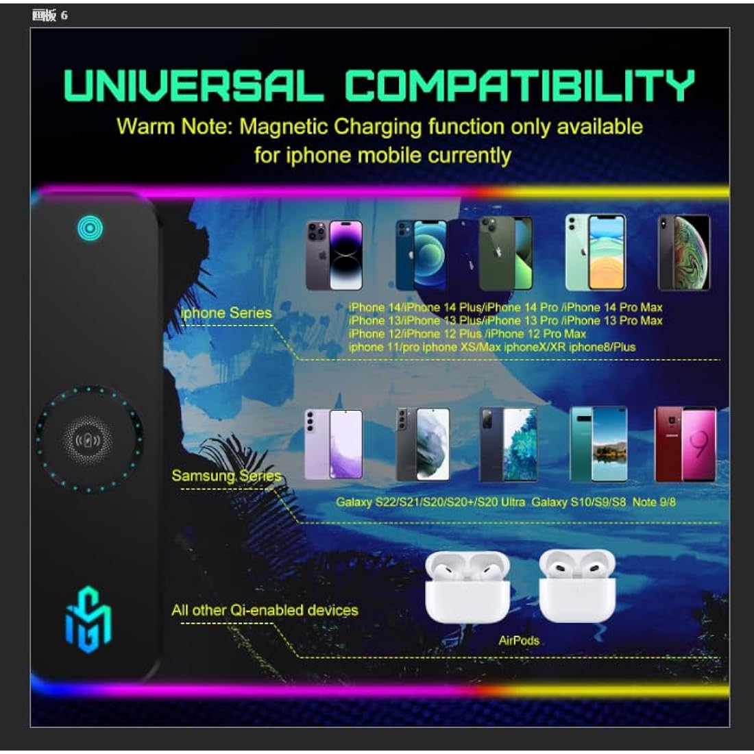 GIM RGB Gaming Mouse Pad | 15W Wireless Charging XXL LED Desk Mat