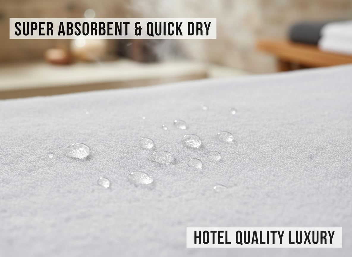 Aaf Textiles Bath Sheets Extra Large Oversized 96 x180 cm in White, 100% Egyptian Cotton Style 515 GSM Shower Towel – Thick and Absorbent - image 2