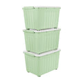 Cetomo 55L Plastic Storage Boxes with Wheels – Stackable 3-Pack, Green