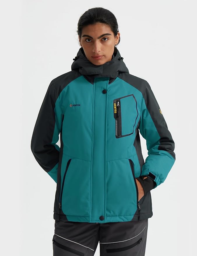 GEMYSE Women's Waterproof Ski Jacket | Fleece Lined Winter Coat - XL
