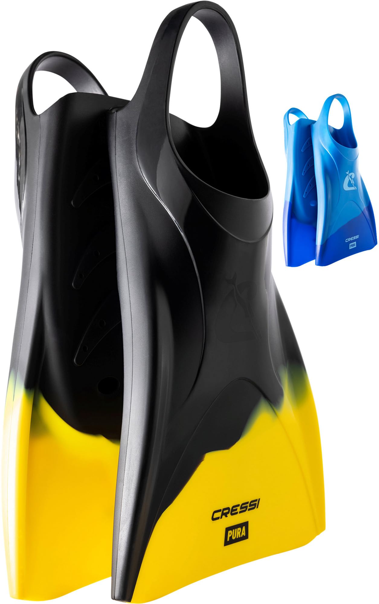 Cressi Pura Adult Swim Fins – Flexible Silicone Training Fins, Black/Yellow