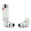 Hot Flow Estuary Corner TRV Thermostatic Radiator Valve Pair - Chrome