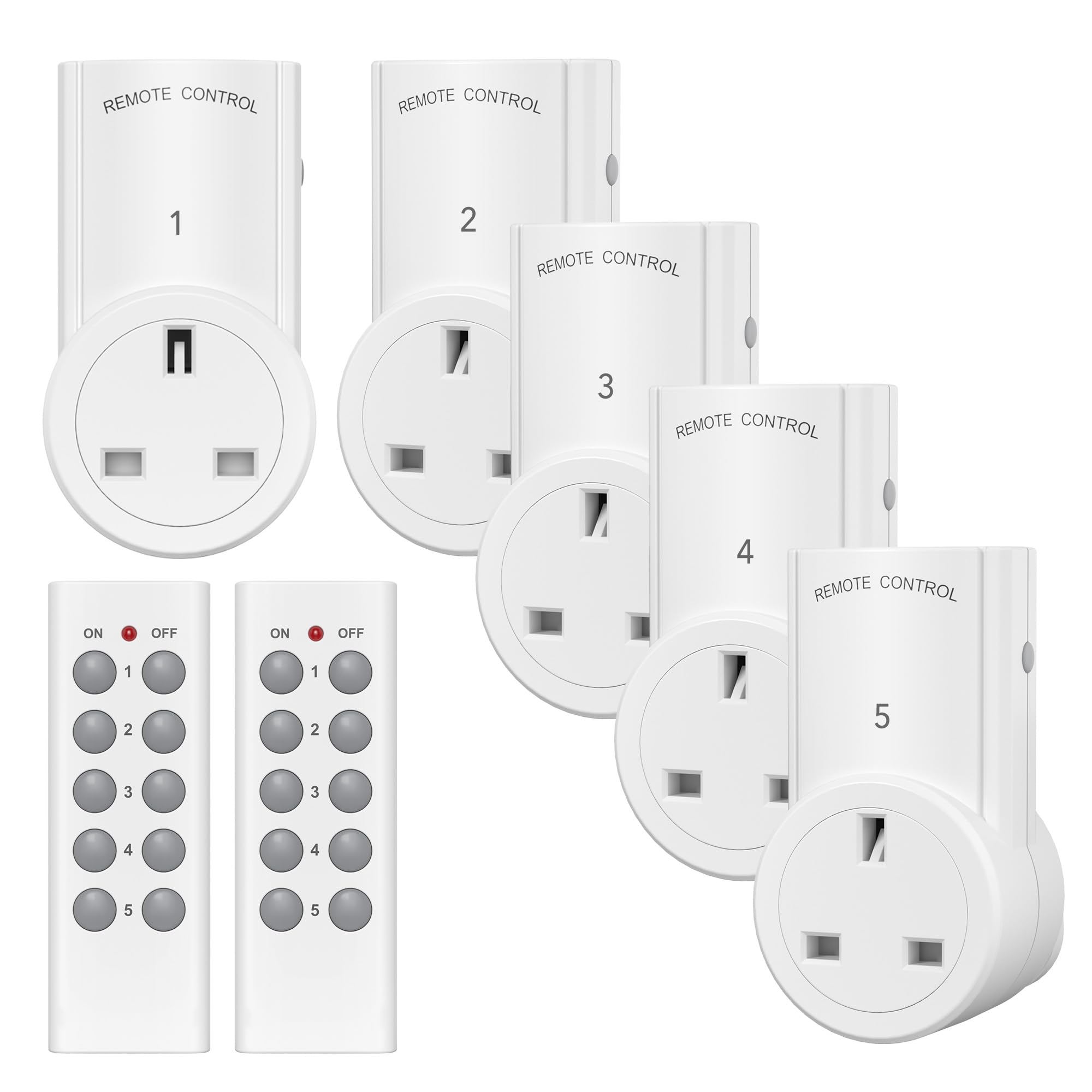 HBN Remote Control Plug Socket | 13A Wireless Light Switch | 5 Pack