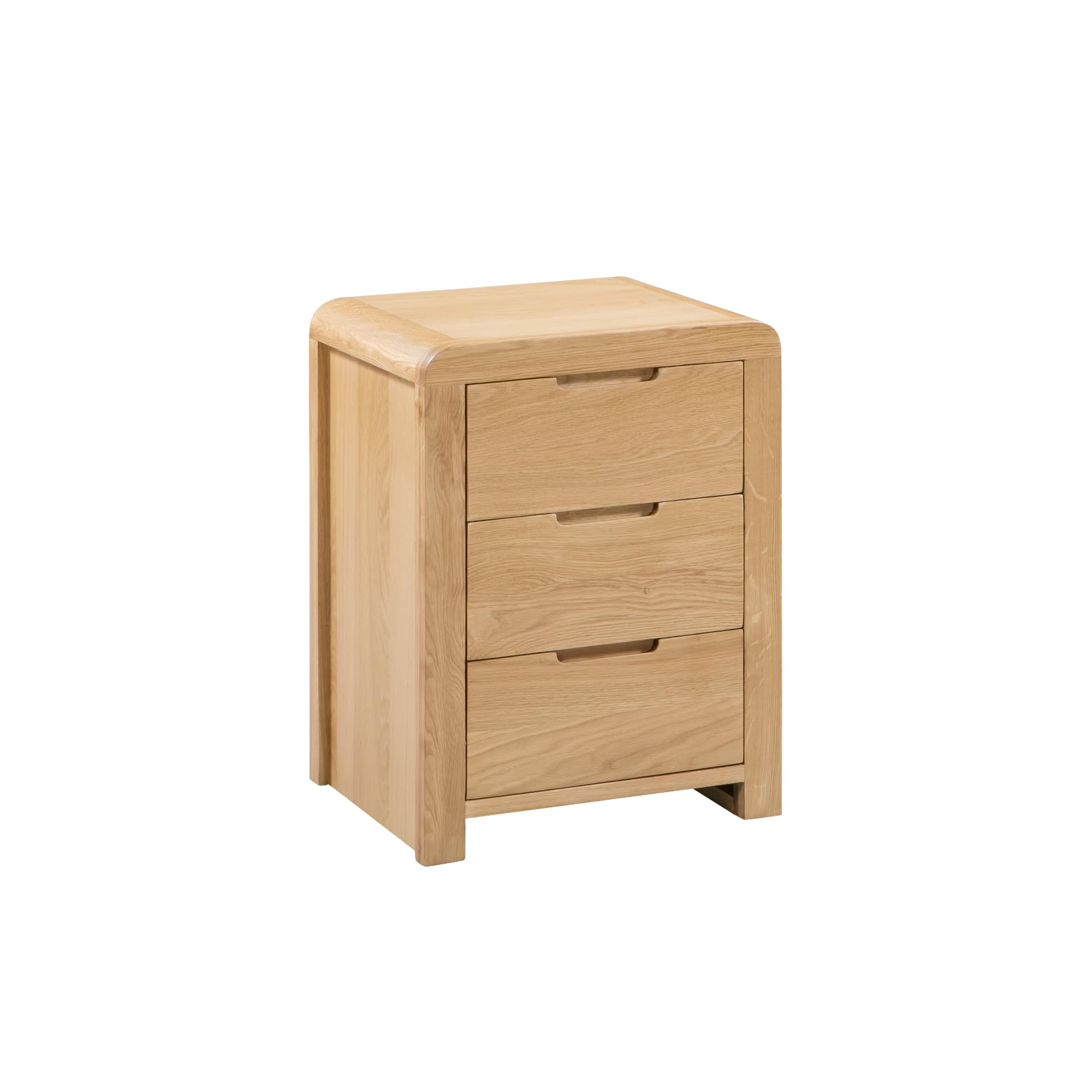 Julian Bowen Curve 3 Drawer Bedside Table - Solid Oak Nightstand