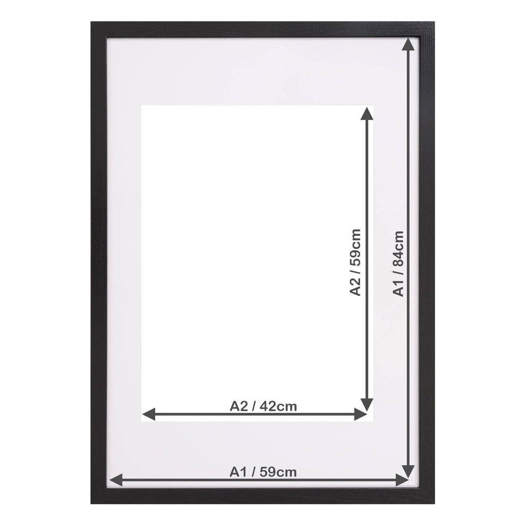 Fabian Clarke London A1 Black Wooden Photo Frame with A2 White Mount