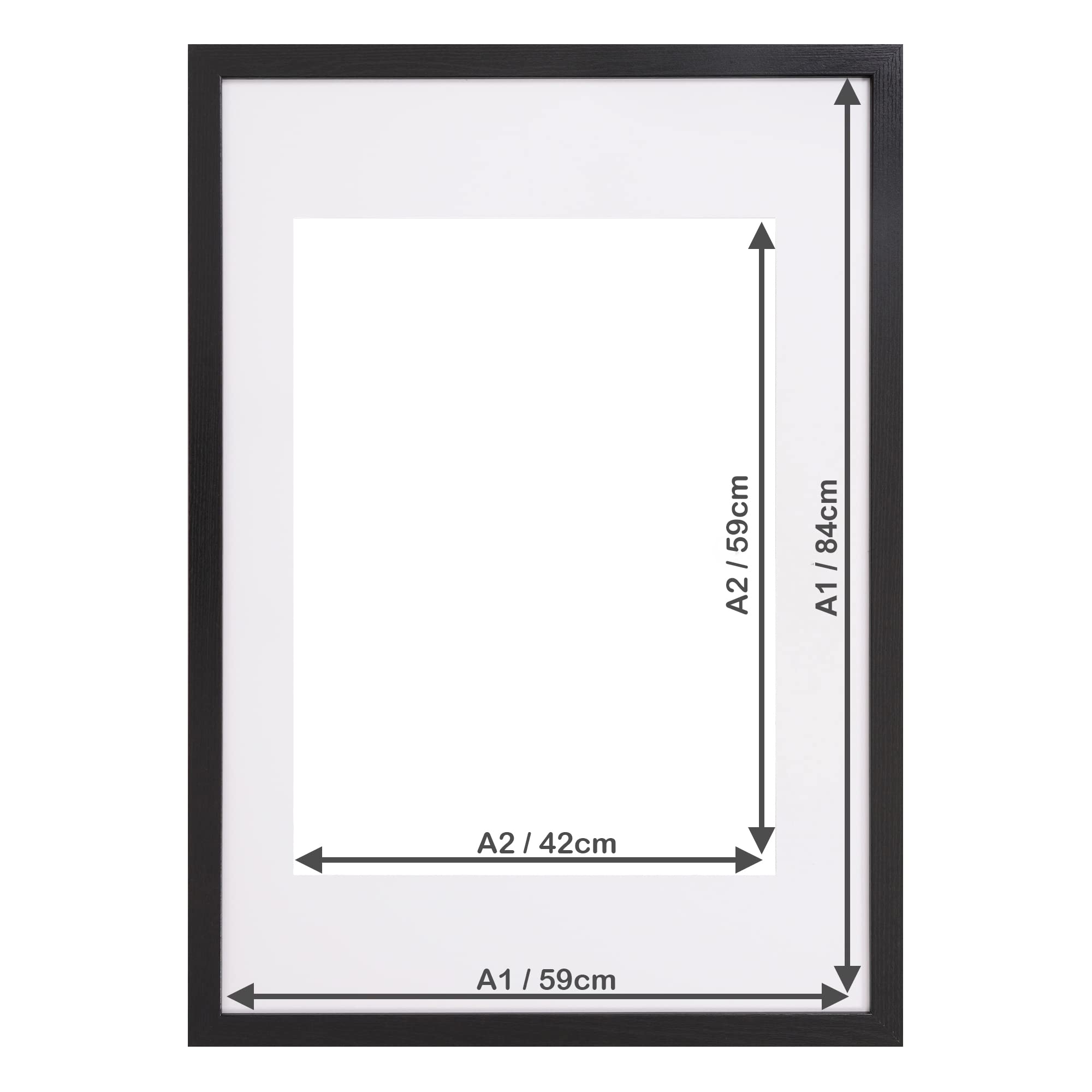 Fabian Clarke London A1 Black Wooden Photo Frame with A2 White Mount