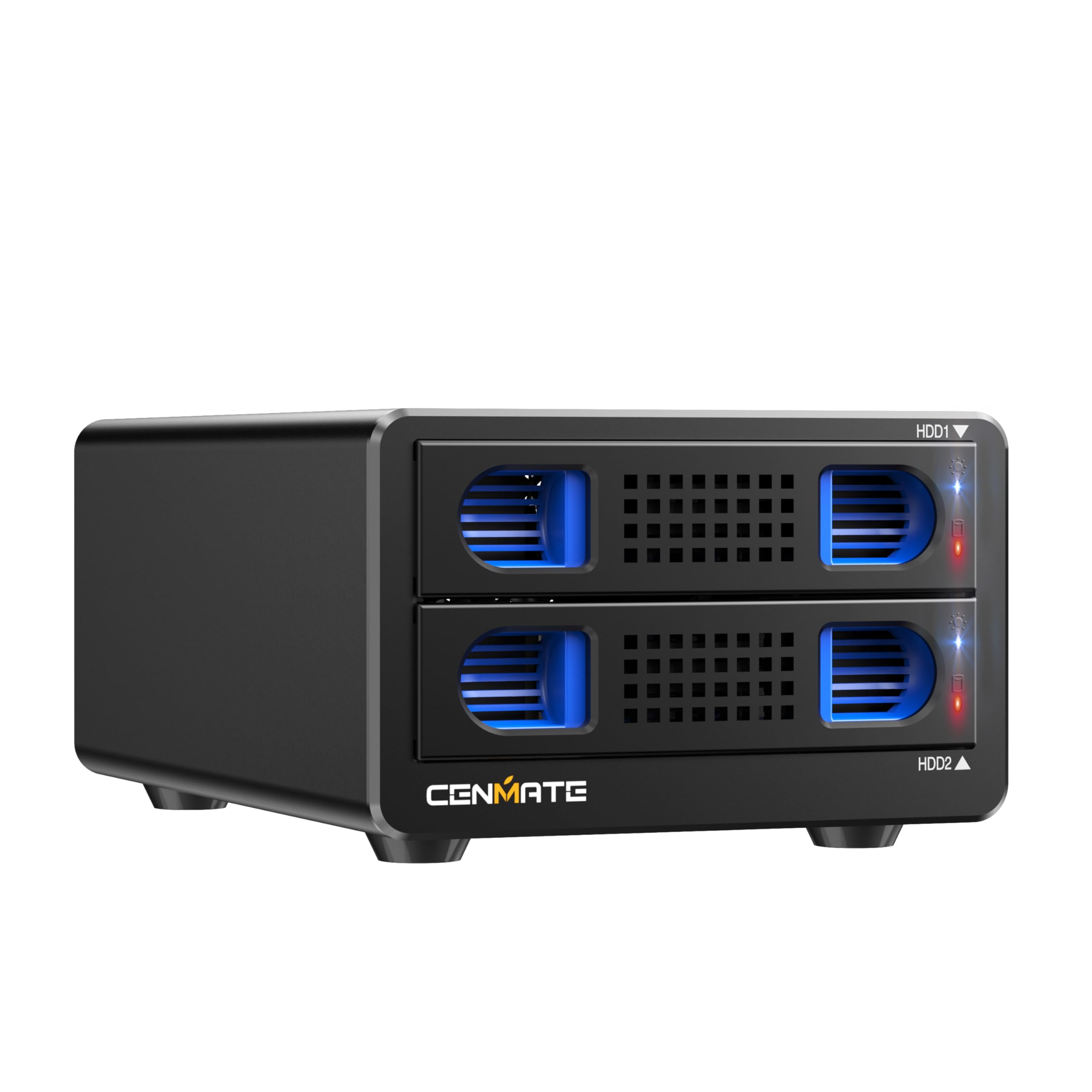 CENMATE Dual Bay Hard Drive Enclosure | Aluminum SATA HDD/SSD Case