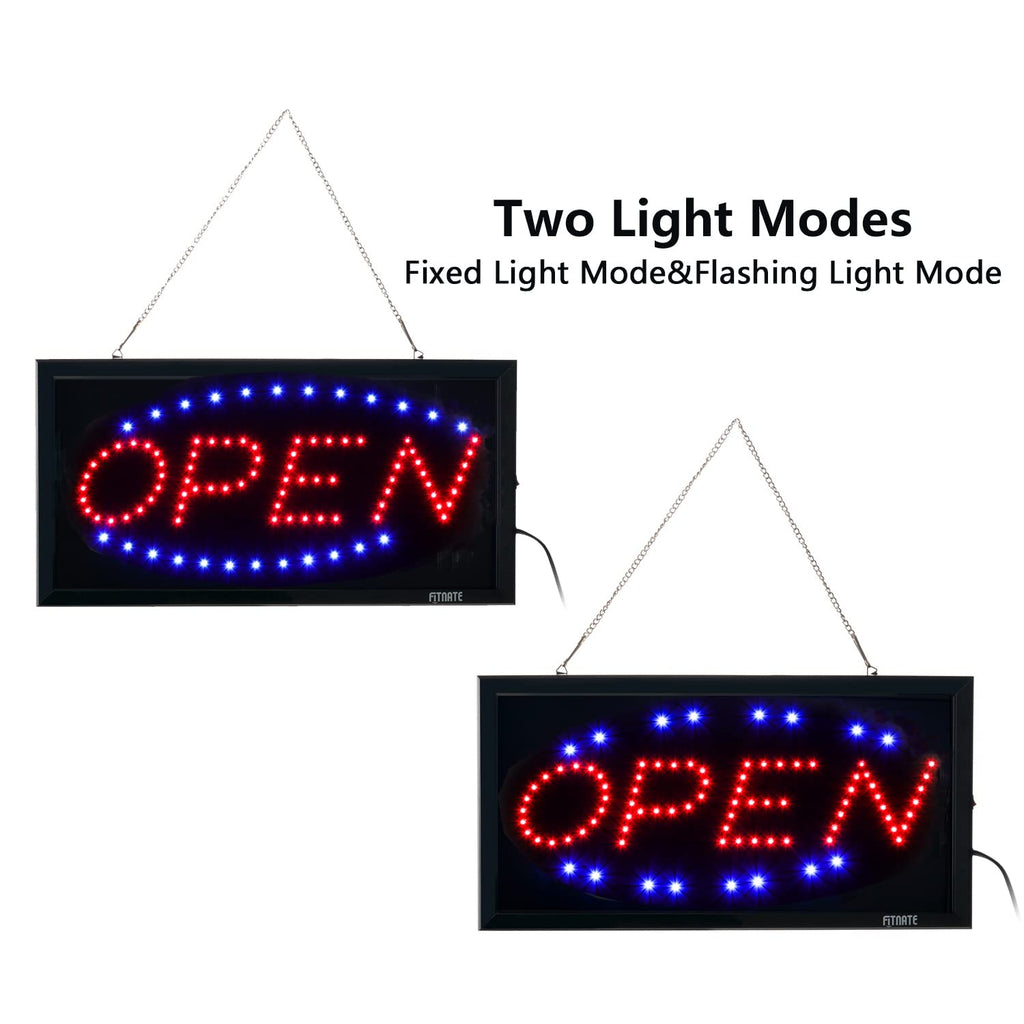 FITNATE LED Open Sign | 19x10 Inch Flashing & Steady Light Business Signage