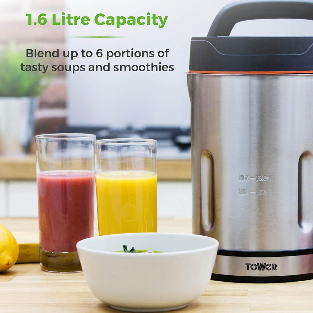 Tower T12031 Soup and Smoothie Maker | 1.6L Stainless Steel | 1000W