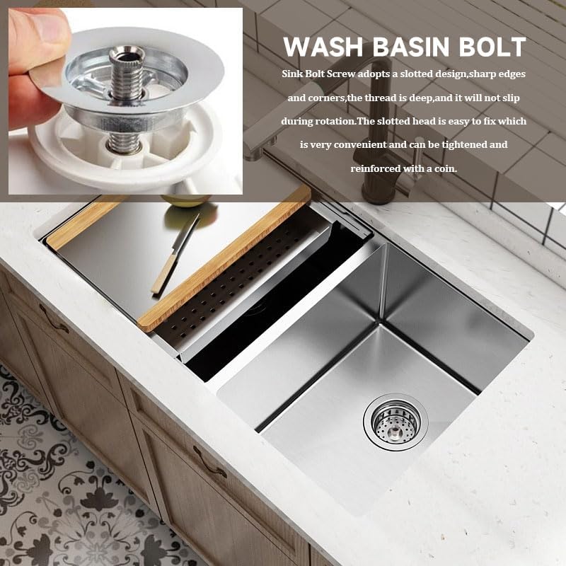 Hollow Screw Sink Silver 70mm Stainless Steel Ceramic Wash Basin Extended Bolt for Kitchen Filter & Wash Basin Strainer Threaded Connector - image 3