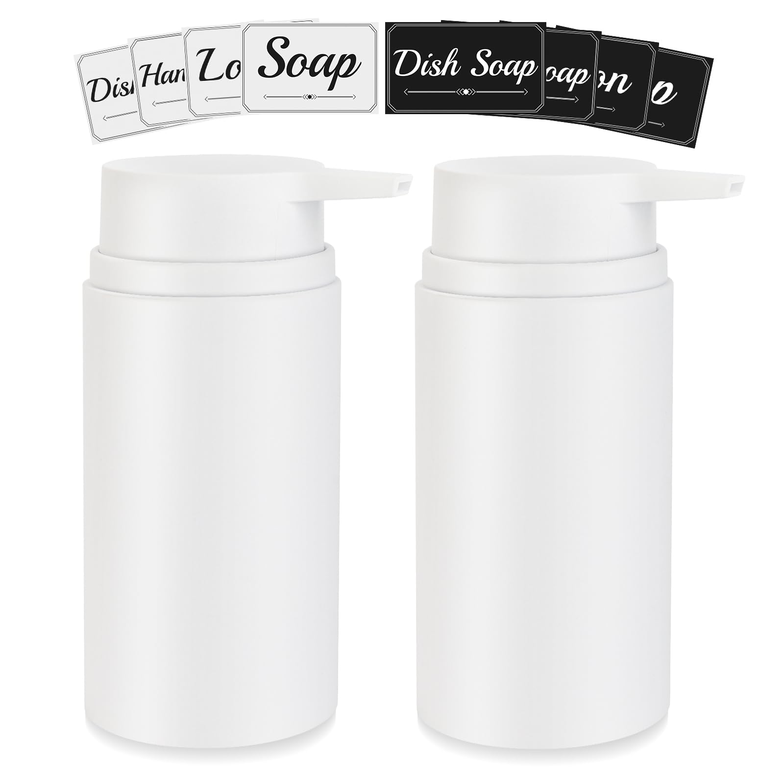 Topsky 2-Pack Soap Dispenser | 480ml White Refillable Lotion Bottles