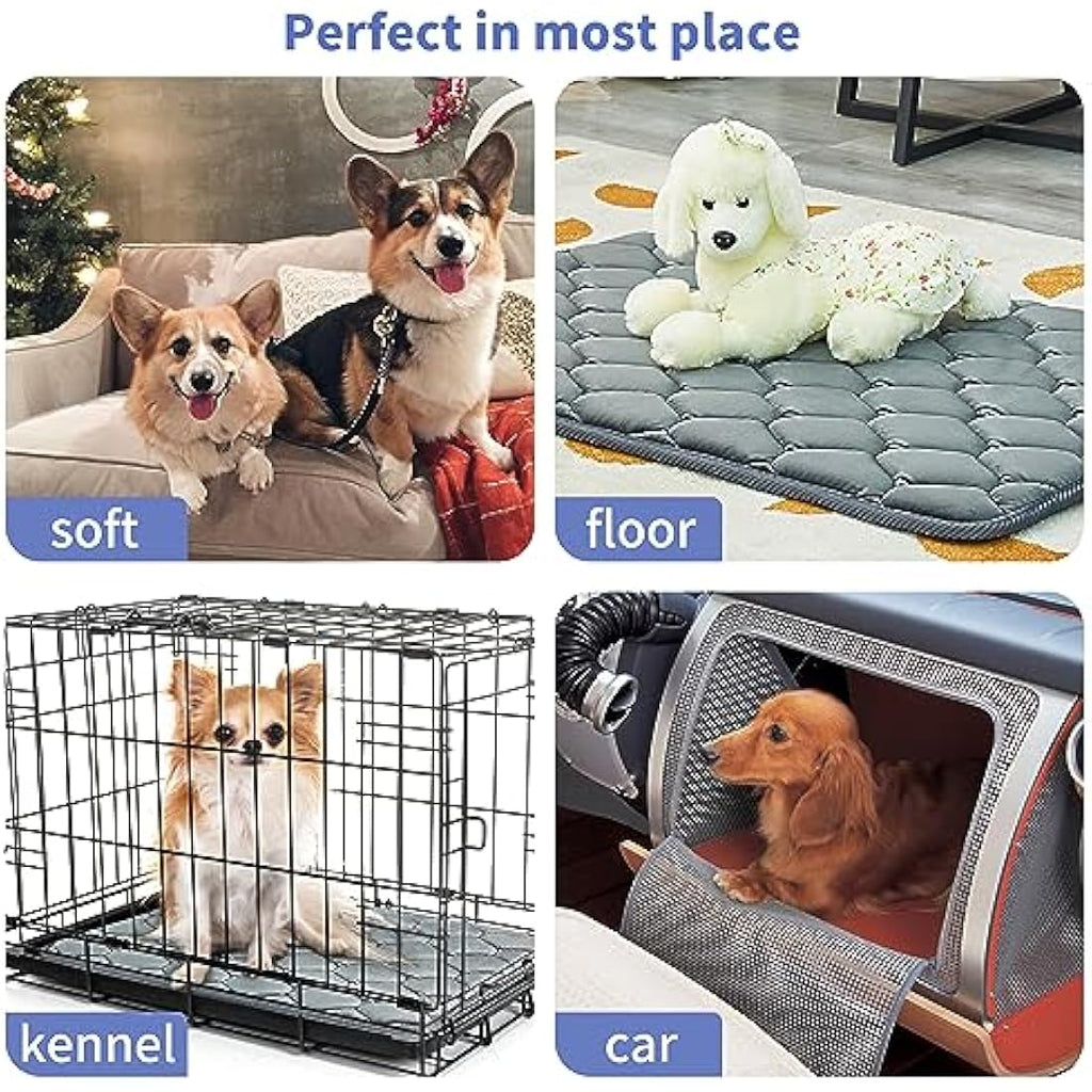 Geegoos Large Memory Foam Dog Crate Mat – Washable Pet Bed, Grey