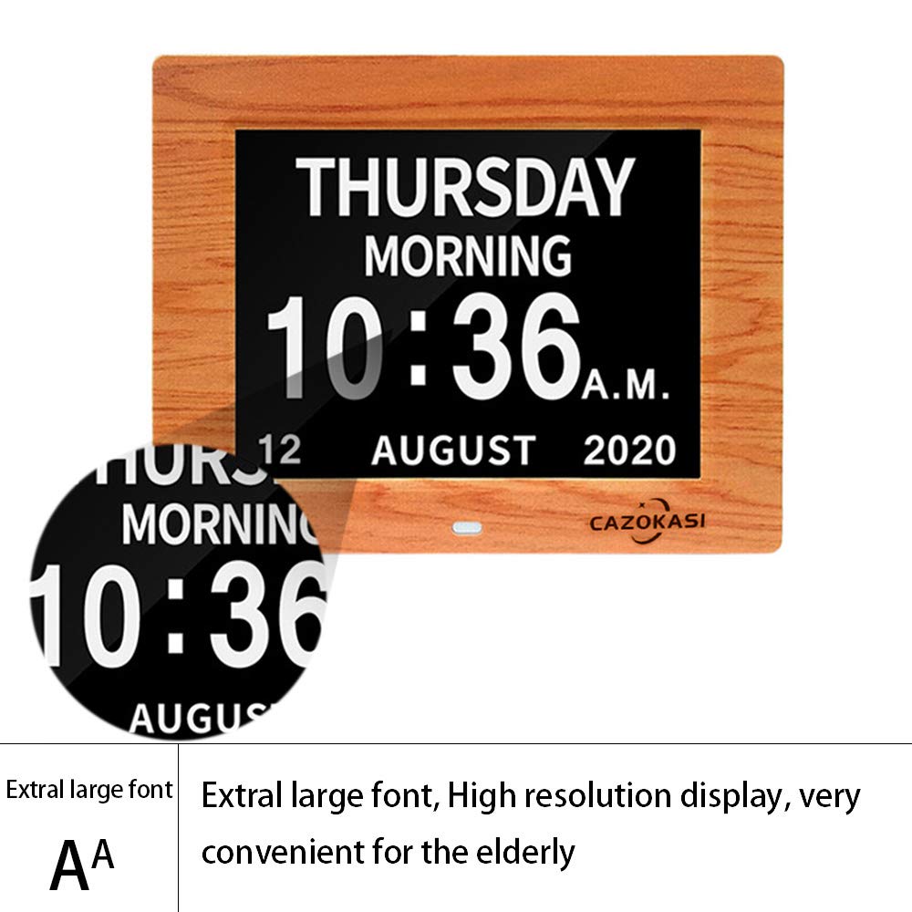 CAZOKASI 8-Inch Digital Calendar Day Clock | 3-Display Photo Frame