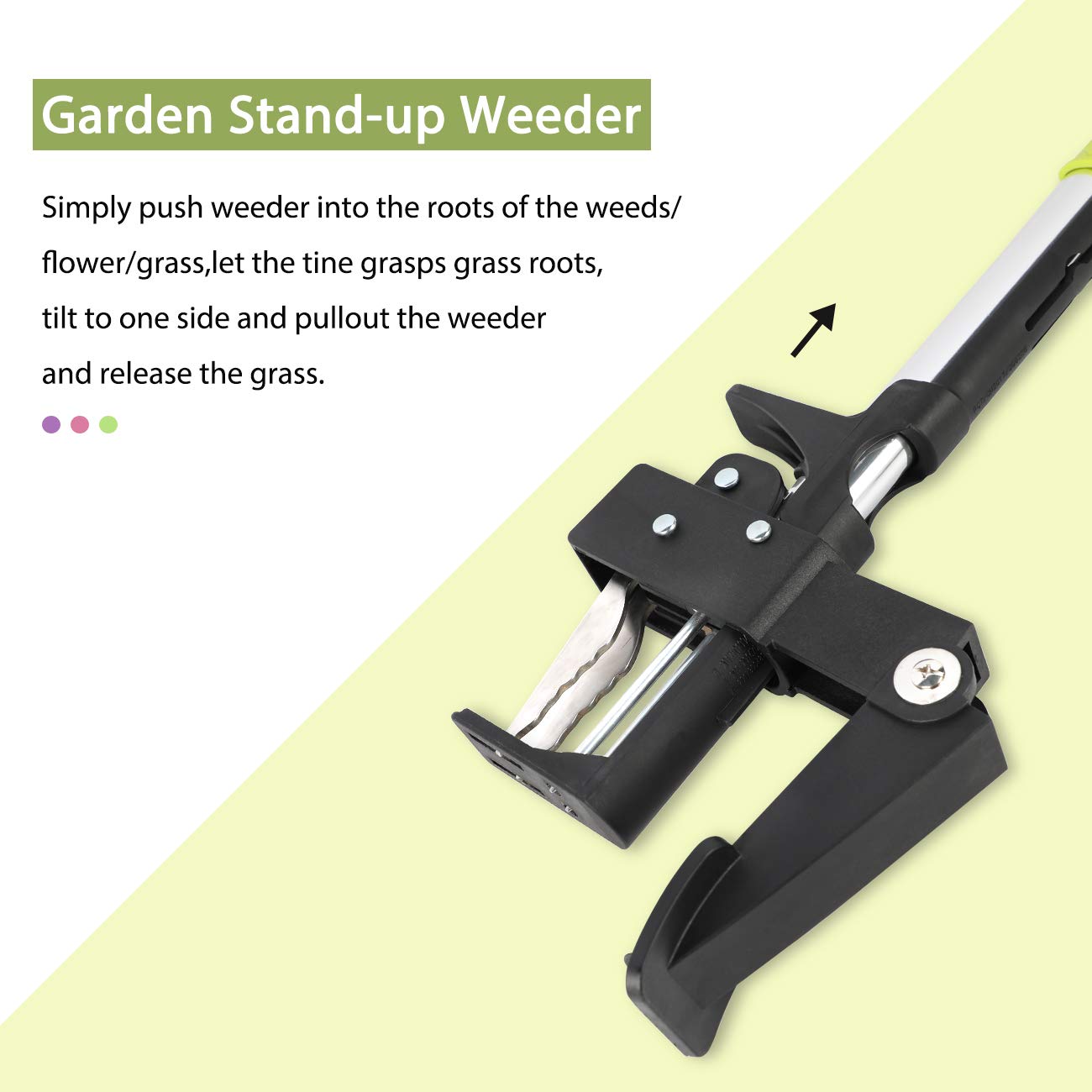 ORIENTOOLS Stand Up Weed Puller – 4-Claw Stainless Steel Garden Weeder