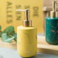 Jolof Store Ceramic Hand Soap Dispenser – Yellow Marbling Gold Pump 300ML