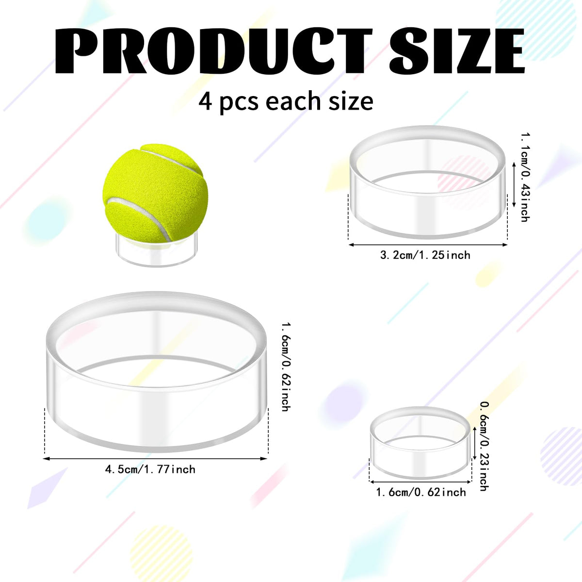12 Pcs Crystal Sphere Stand Holder Clear Ball Acrylic Display Stand Rings Round Baseball Plastic Sphere Holder for Baseball Tennis Ball Golf - image 2