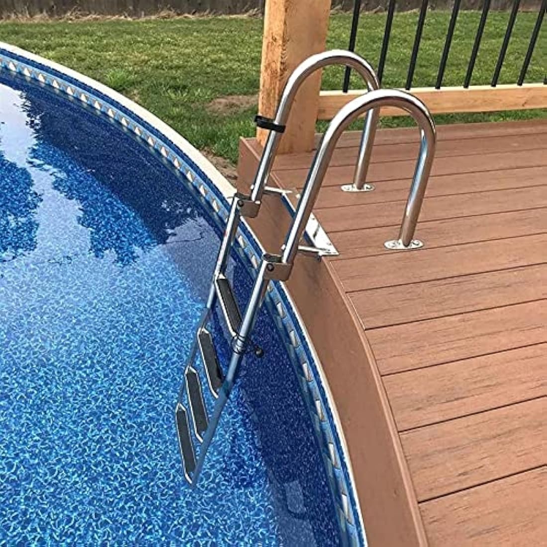KAOLALI 4-Step Pontoon Boat Ladder | Stainless Steel Telescoping Swim Deck