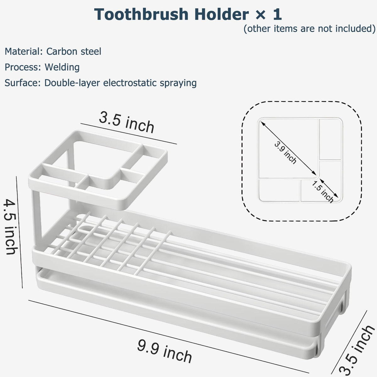 MYITYARD Toothbrush Holder for Bathroom, Metal Countertop Electric Toothbrush Holder with Toothpaste Holder and Cup Storage Organizer - image 2