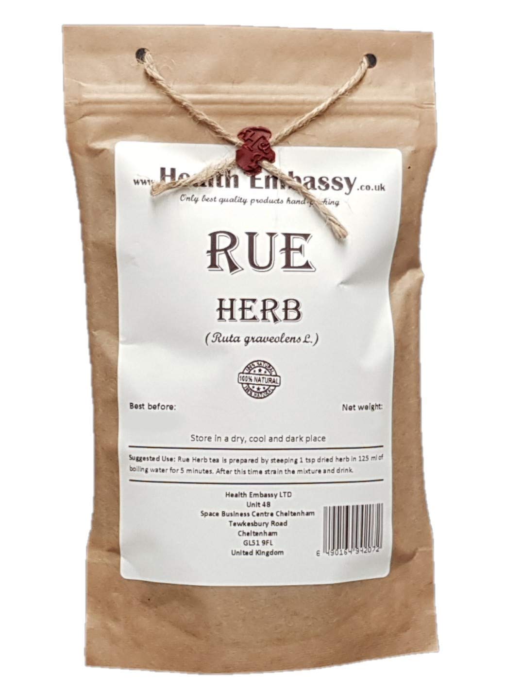 Health Embassy Rue Herb (Ruta graveolens L) - Natural Dried Herb, 100g