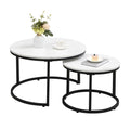 Coffee Table, Modern Side Table, Round Nesting Tables Tet of 2, Round Coffee Table for Living Room, Bedroom, Office, 70cm*50cm, White