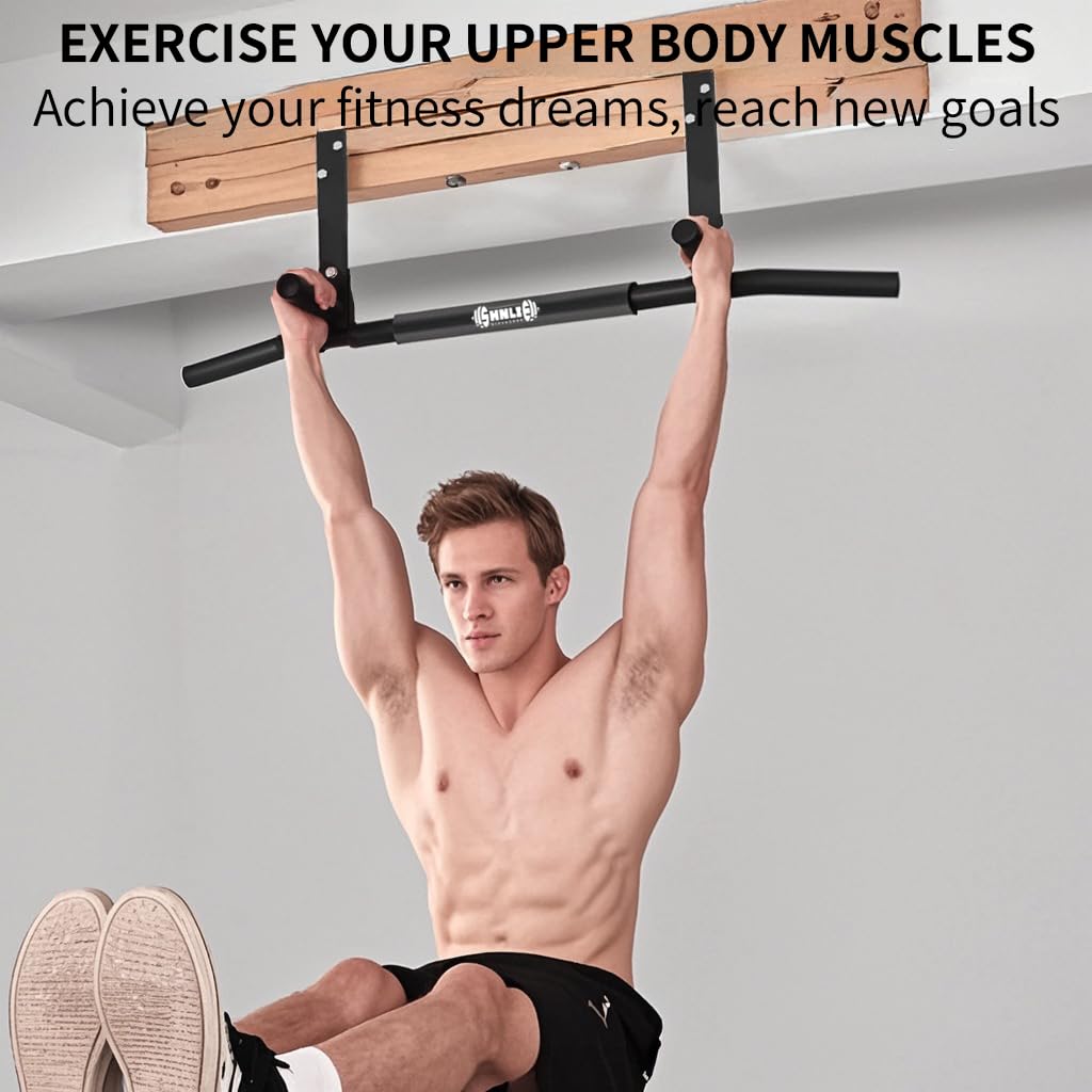 Shnlie Joist Mounted Pull Up Bar | 42" Heavy Duty Ceiling Chin Up Bar