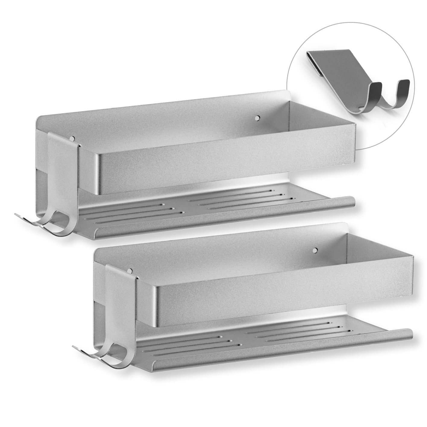 BENKSTEIN Shower Shelf Set of 2 | No-Drill Stainless Steel Caddy
