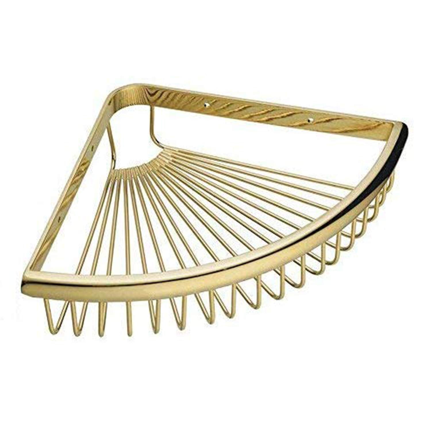 Gold Shower Corner Caddy – Solid Brass Modern Bath Shelf