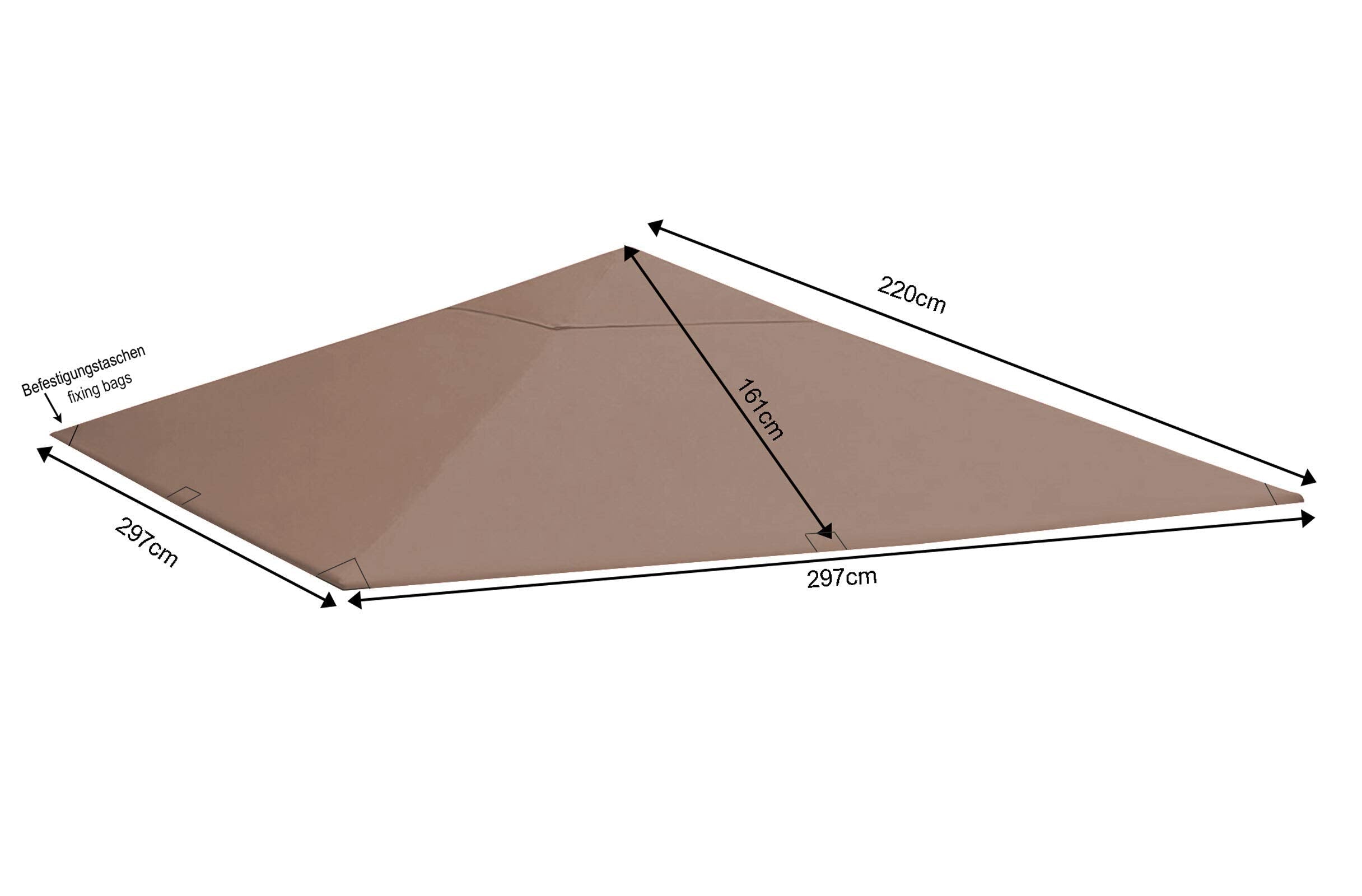 3x3m Gazebo Replacement Roof - Water-Repellent Taupe