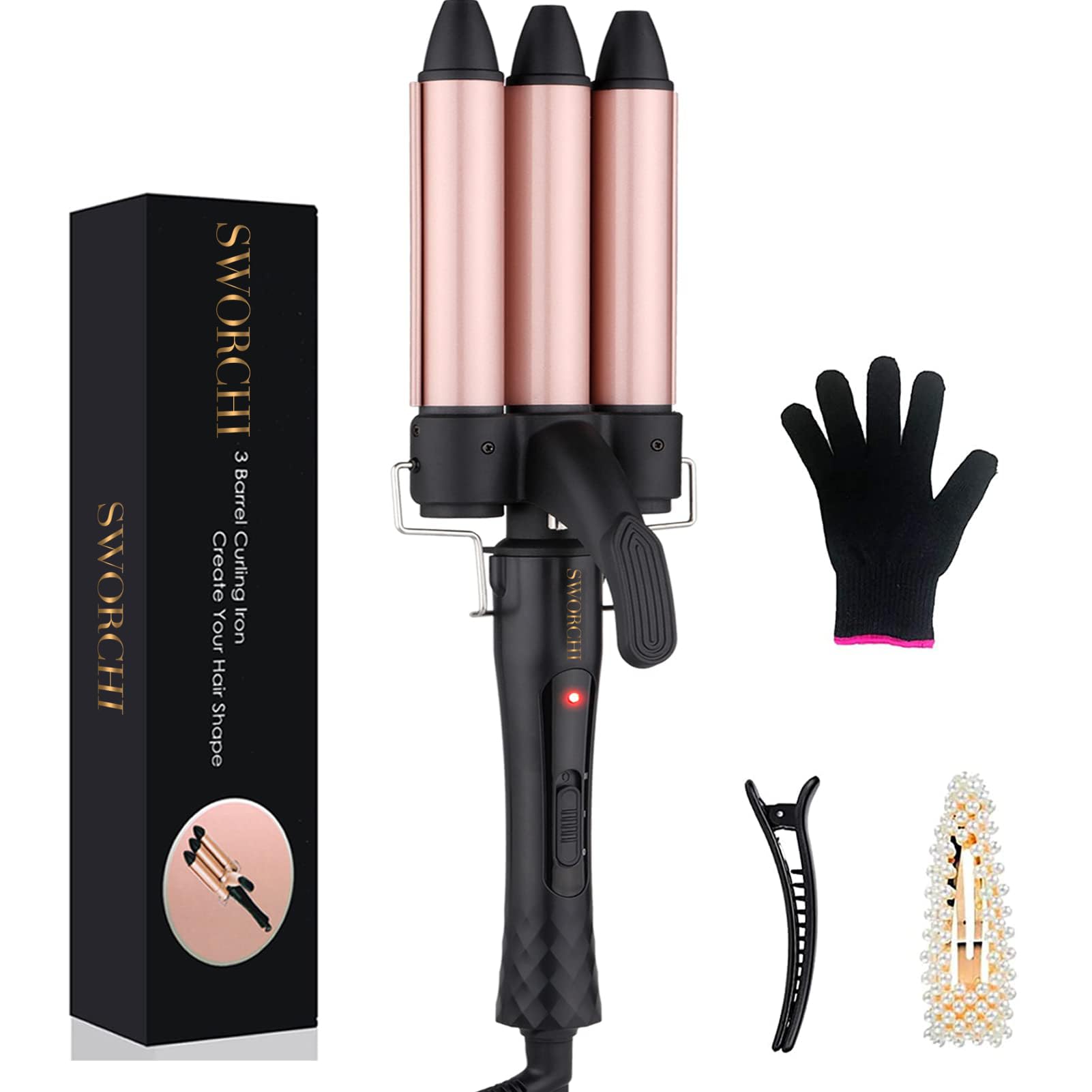 Jolof Store 3 Barrel Hair Waver – 25mm Ceramic Mermaid Curling Wand