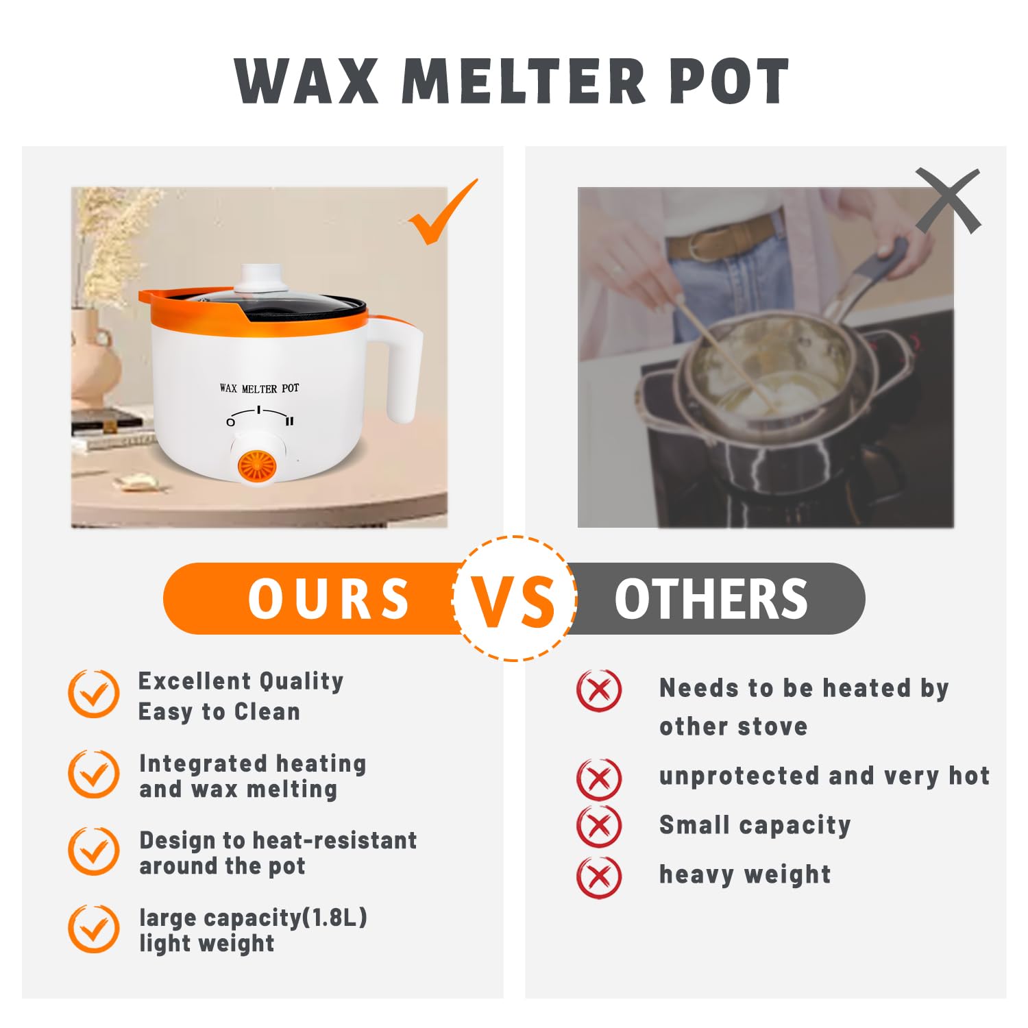 Ksedcon Electric Wax Melting Pot for Candle Making - Orange, 600W