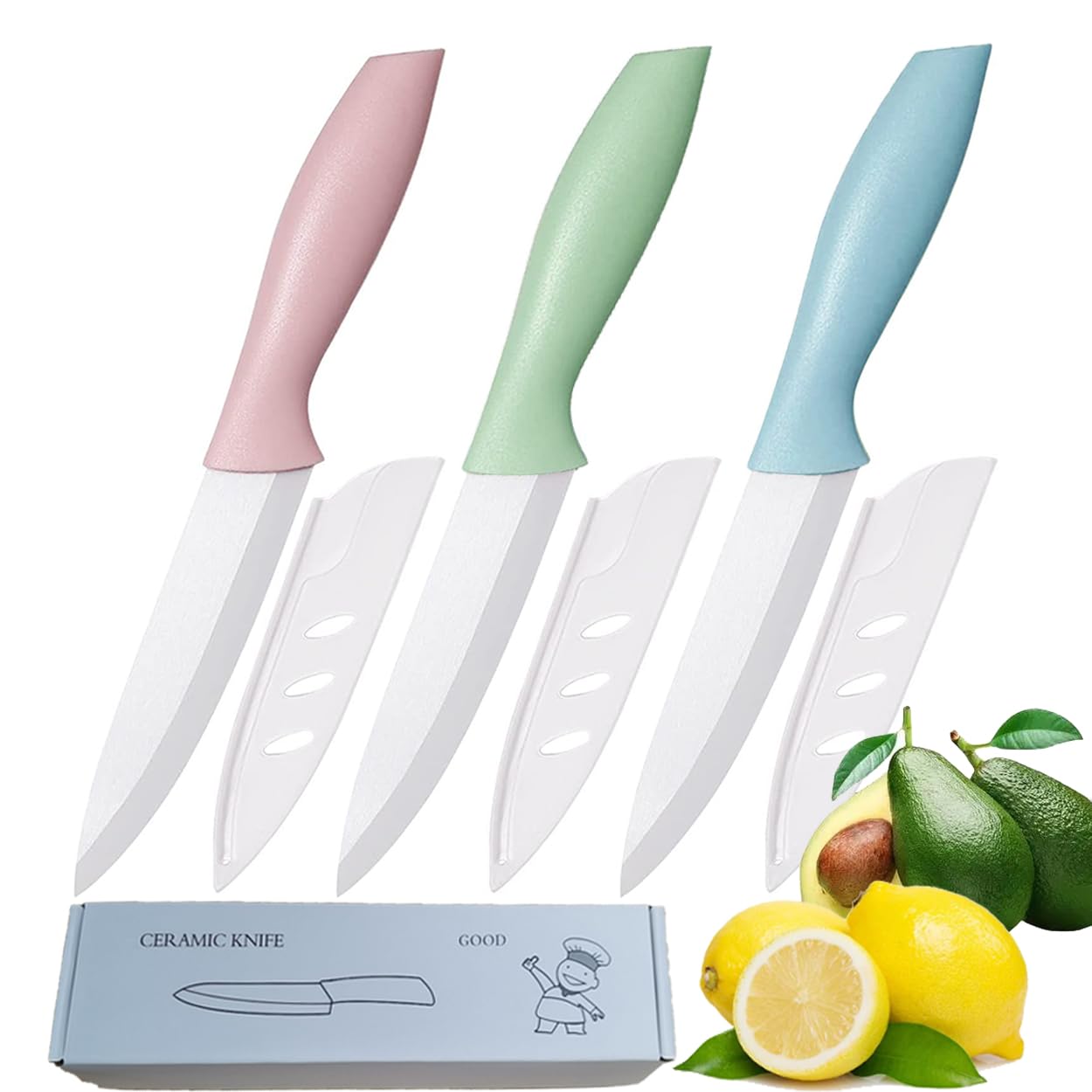 Zhiyun 3-Piece Ceramic Paring Knife Set | 4-Inch Zirconia Blade with Sheath