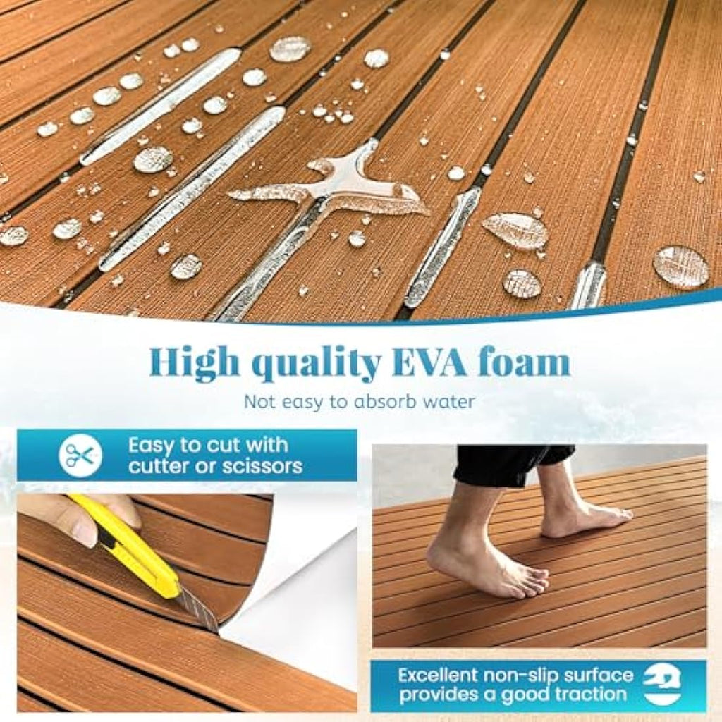 Jolof Store EVA Foam Boat Flooring – Non-Slip Faux Teak Marine Decking