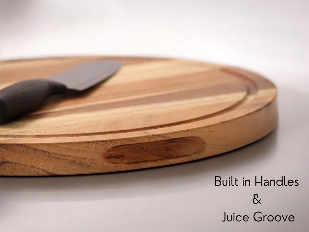 Vesta Homes Acacia Wood Round Chopping Board - 38cm Charcuterie Board