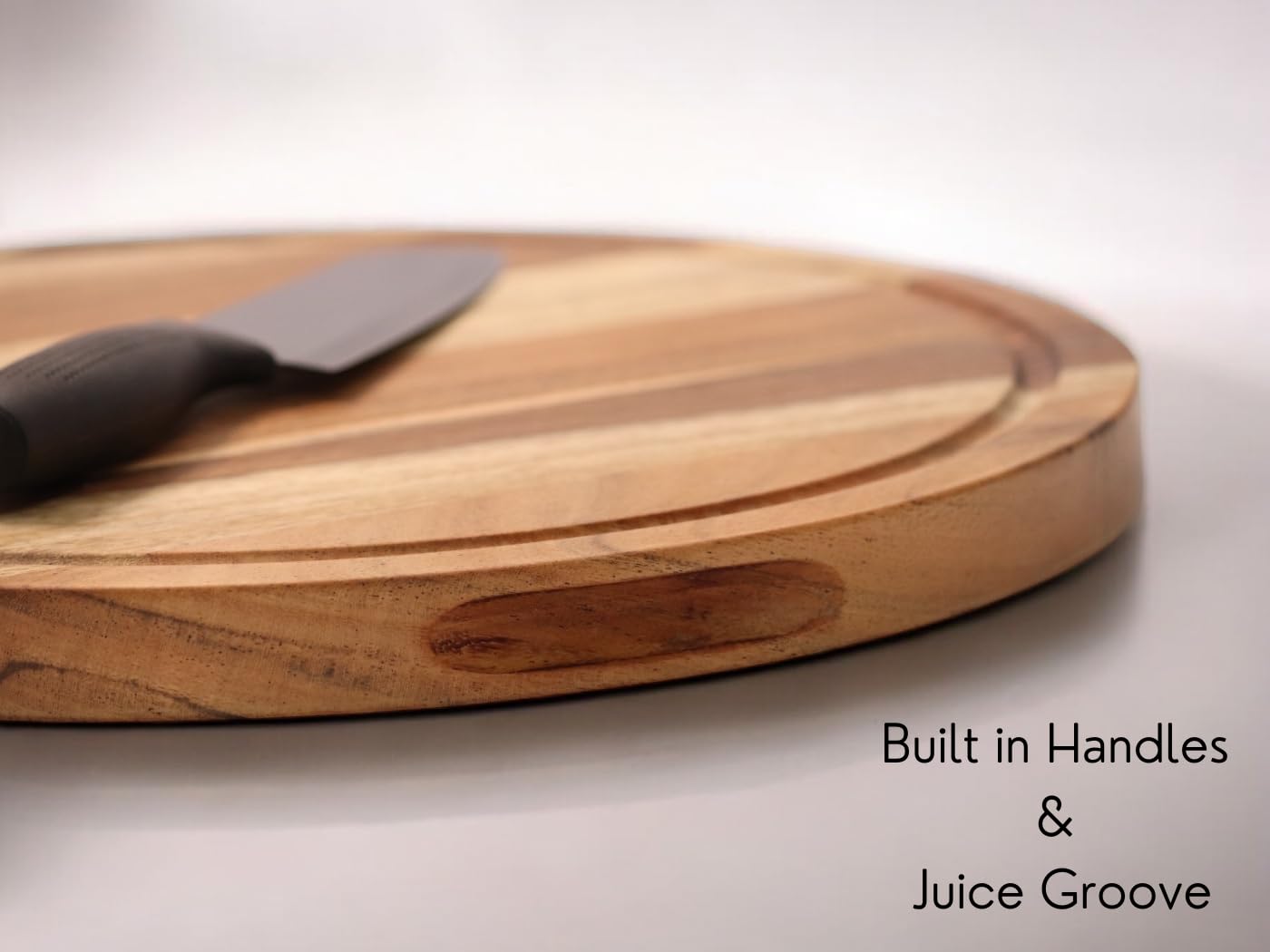 Vesta Homes Acacia Wood Round Chopping Board - 38cm Charcuterie Board