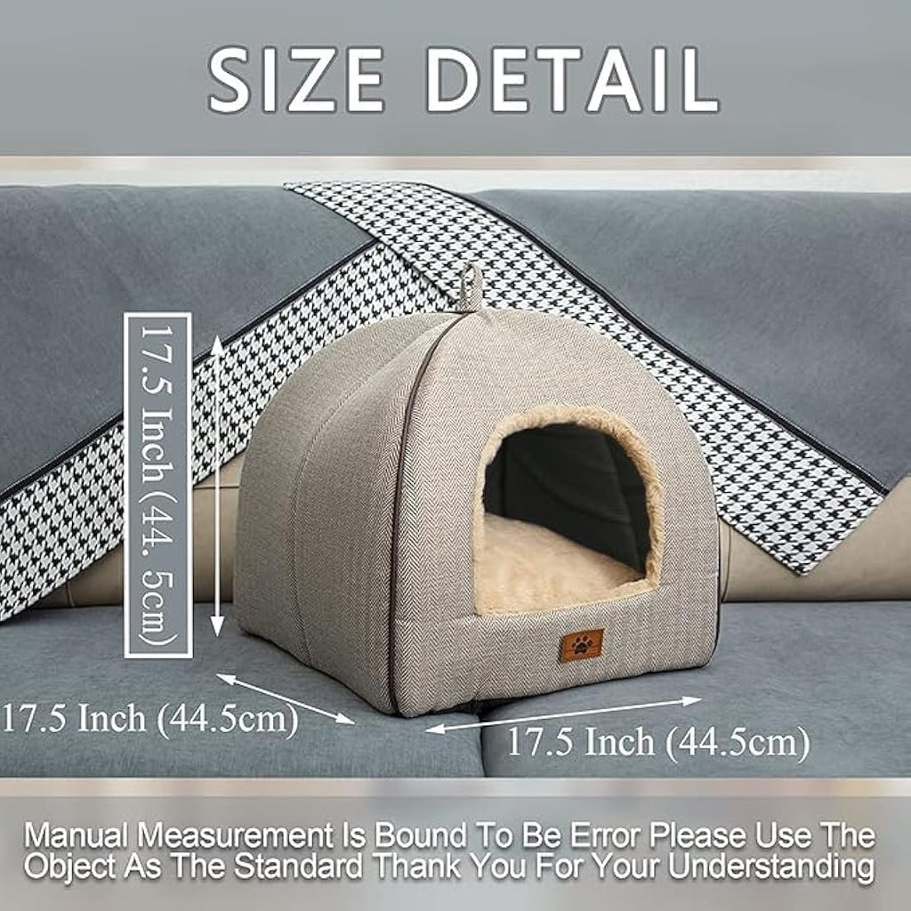 Jolof Store Cat Cave Bed – Foldable Indoor Kitten Tent with Washable Pillow