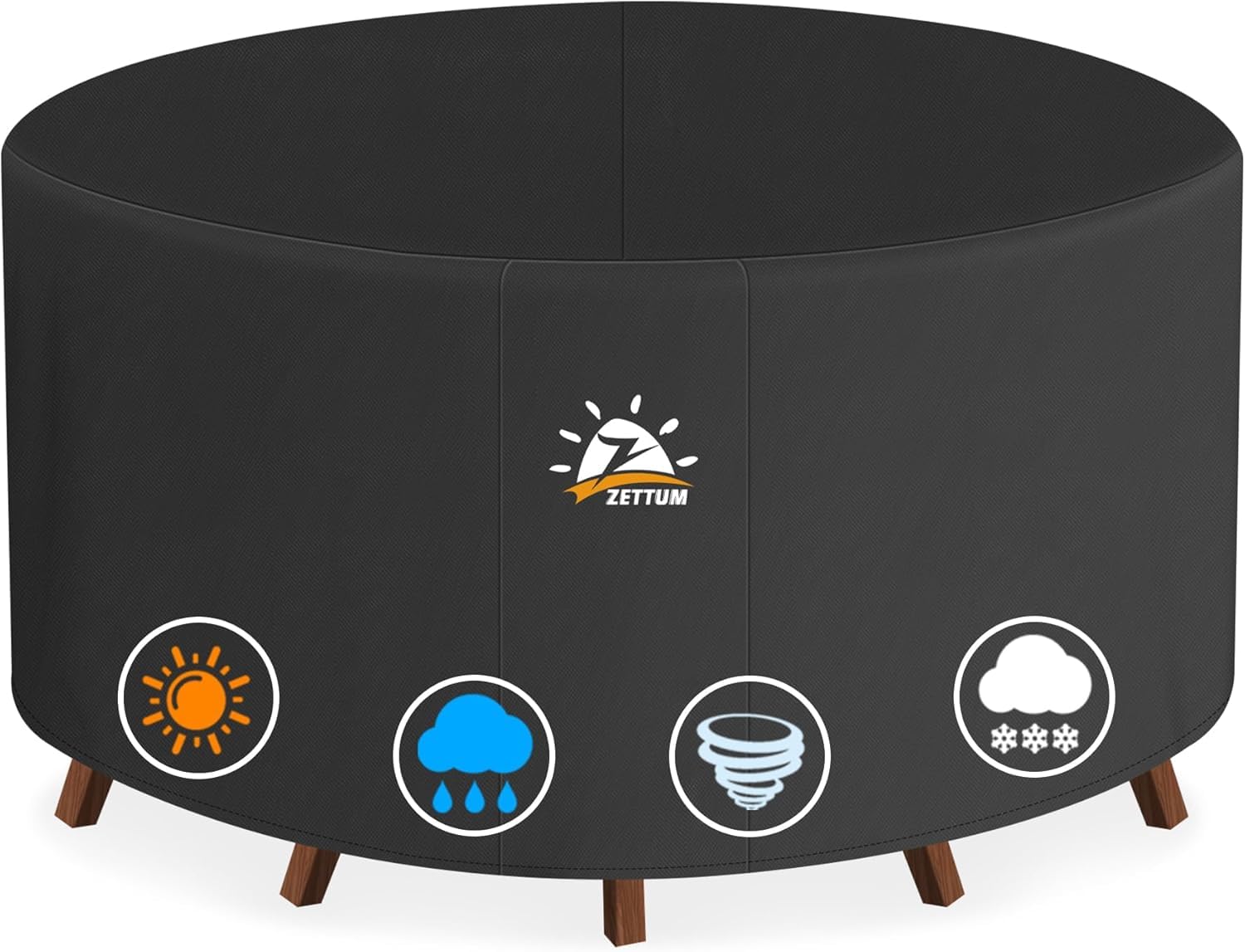 Zettum Round Garden Furniture Cover | 600D Waterproof Oxford Fabric | 185x73cm