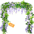 MOTONG Artificial Wisteria Vines – 2 Pcs 7ft Fake Flower Garland (Purple)