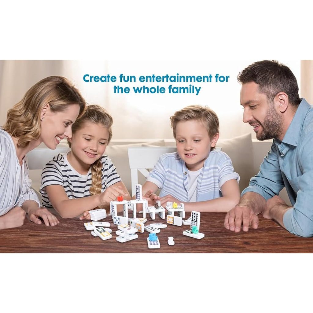 Doublefan Mexican Train Dominoes Set - Double 12 Color Dot with Case