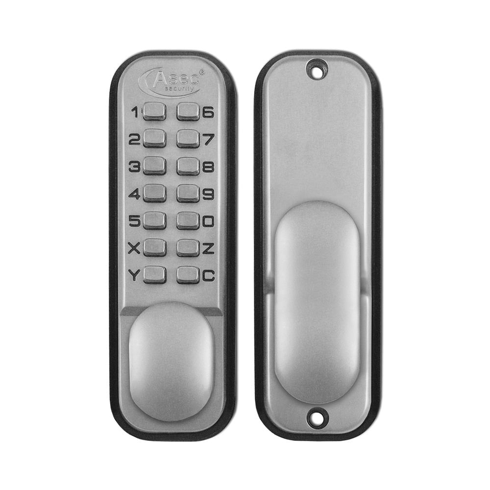Asec Keyless Digital Door Lock with Holdback - Satin Chrome Finish