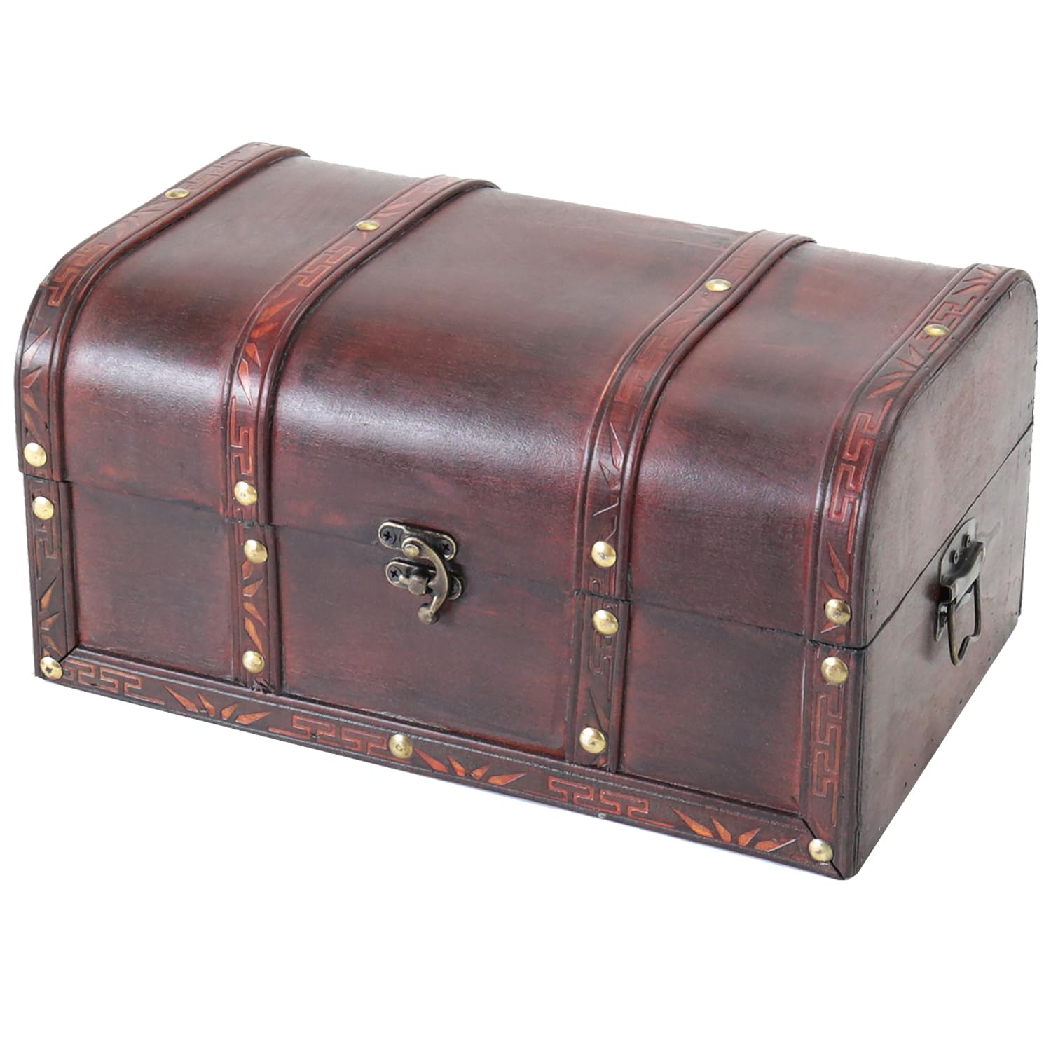 HMF Wooden Treasure Chest – Vintage Storage Box – 30 x 20 x 15 cm