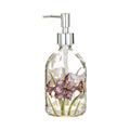 Topadorn Glass Soap Pump Dispenser | Floral & Butterfly Design, 17 oz.