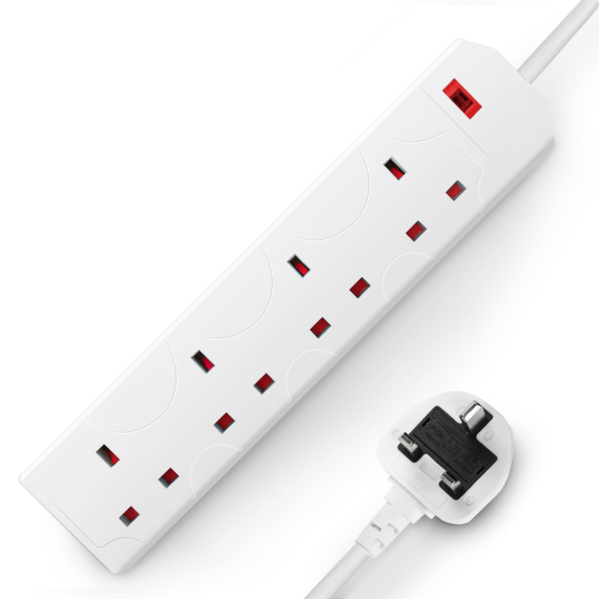 Desiretech 4 Gang Extension Lead – 10m White Multi Socket Power Strip