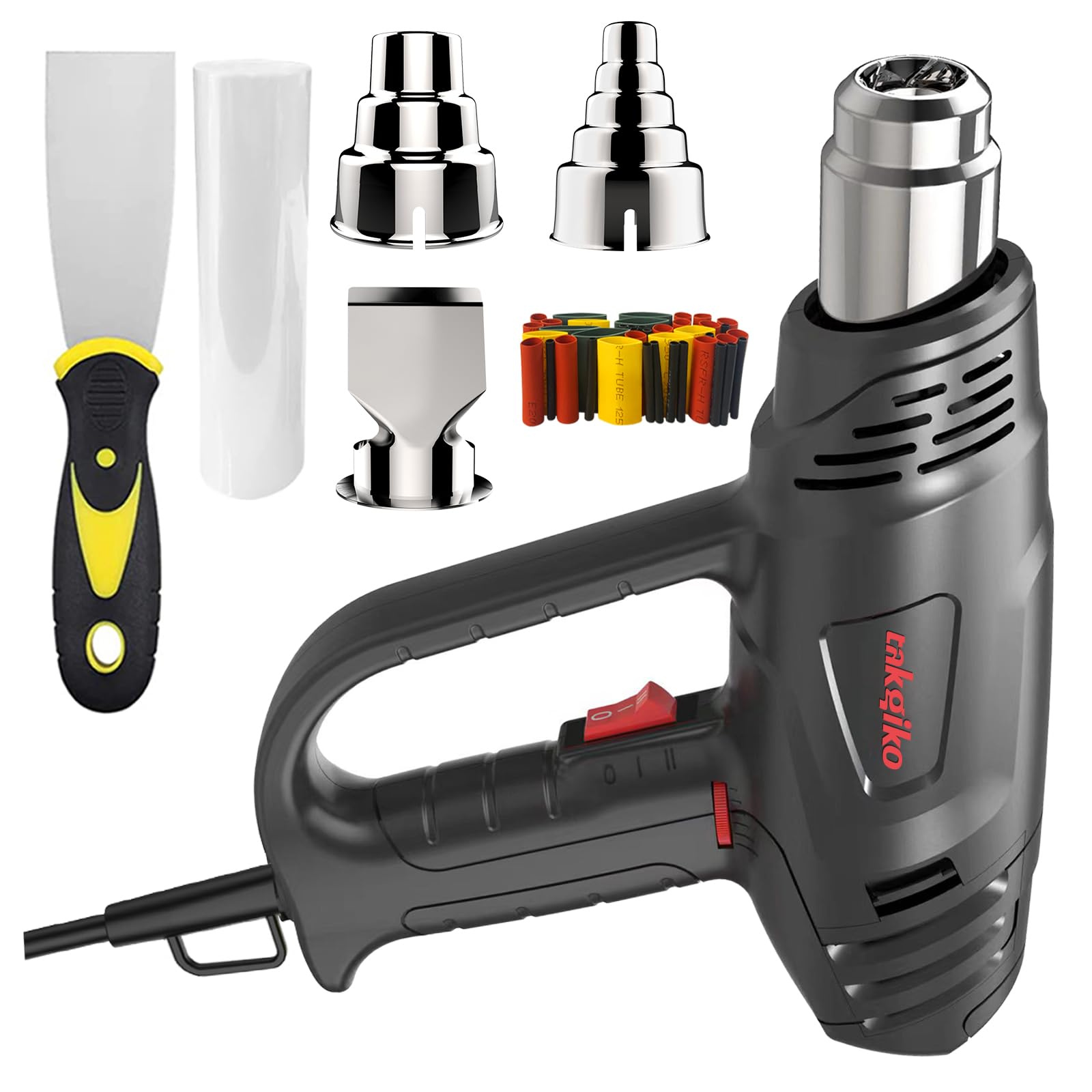 TAKGIKO 2000W Heavy Duty Heat Gun Kit with 6 Attachments for Crafts