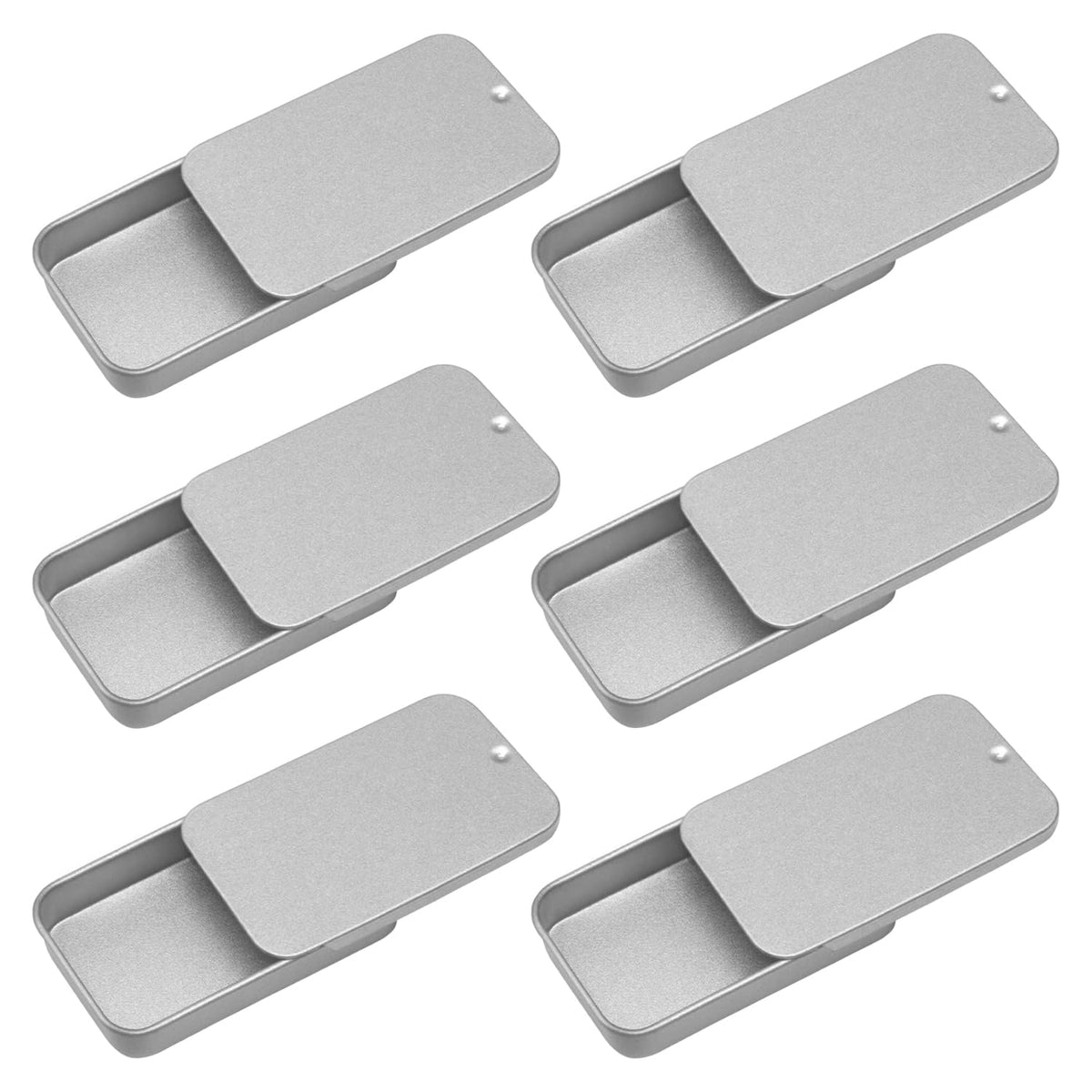 SYEYCW 6 Pcs Small Tins, Rectangular Tin with Slider Lid, Metal Tin Box Container, 50 × 25 × 10mm Portable Metal Holder - image 1