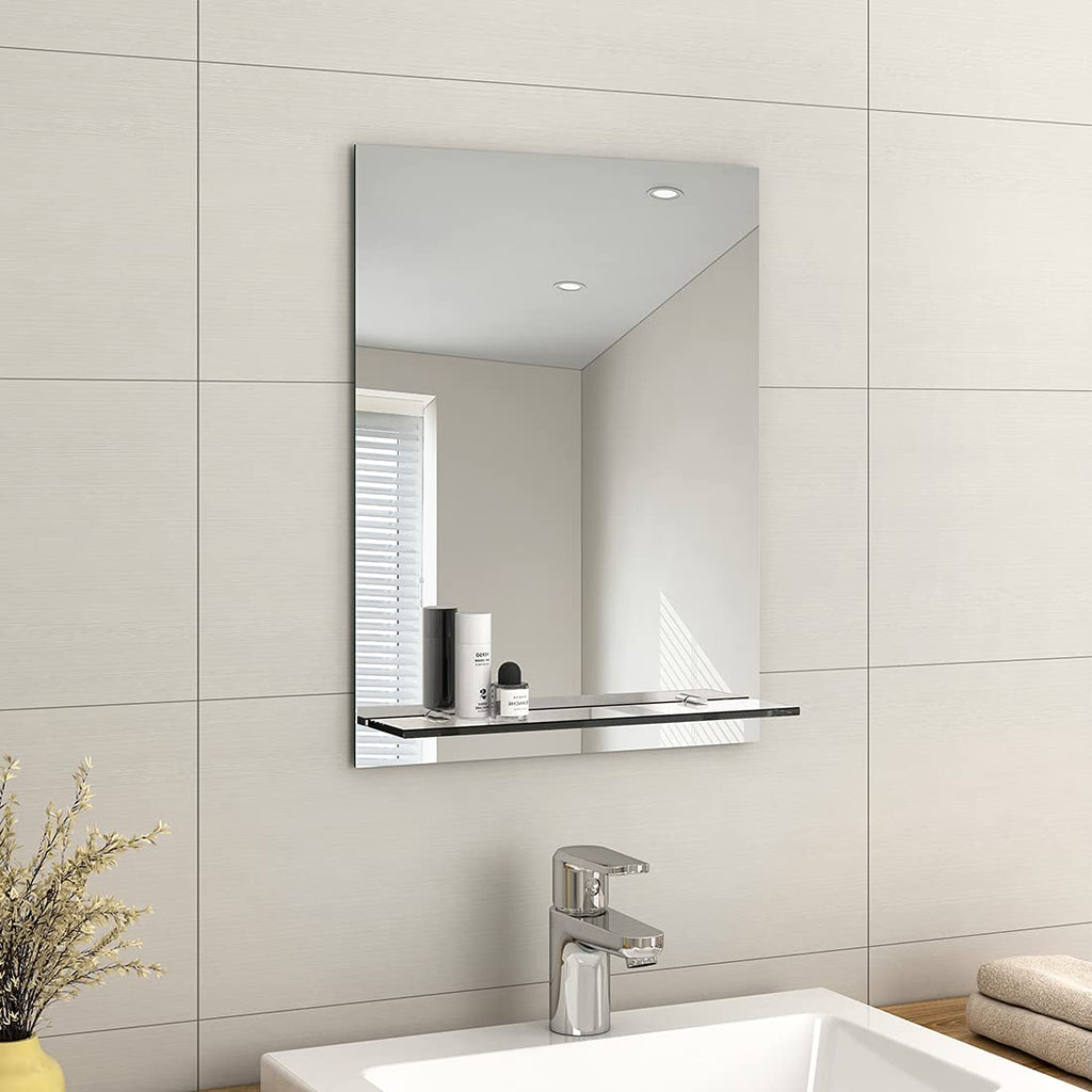 EMKE Frameless Bathroom Mirror with Shelf | Rectangle Vanity 45x60cm