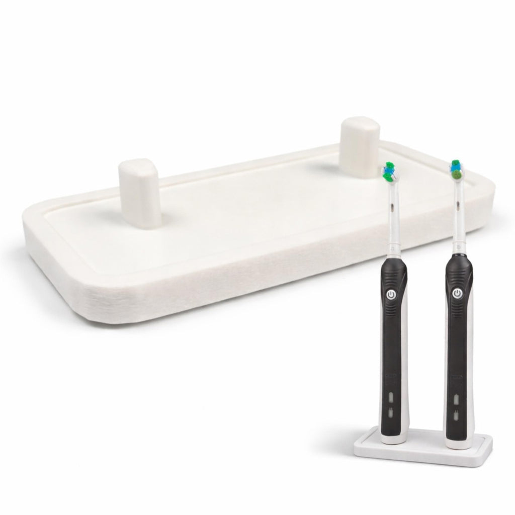 Electric Toothbrush Holder Stand Compatible with Oral-B Matte Ivory White, Double - image 1