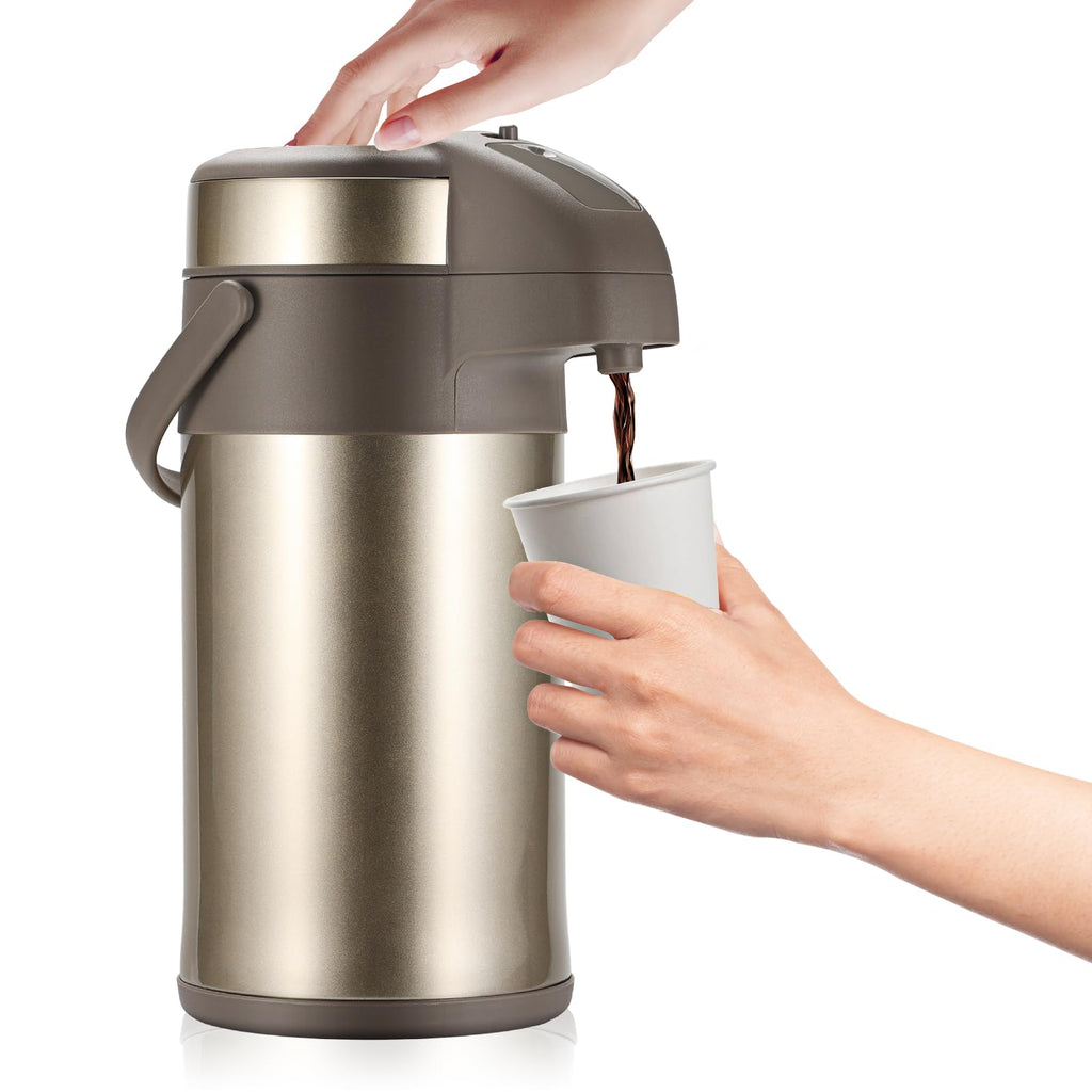 Olerd 3L Stainless Steel Coffee Airpot – Vacuum Insulated Pump Flask