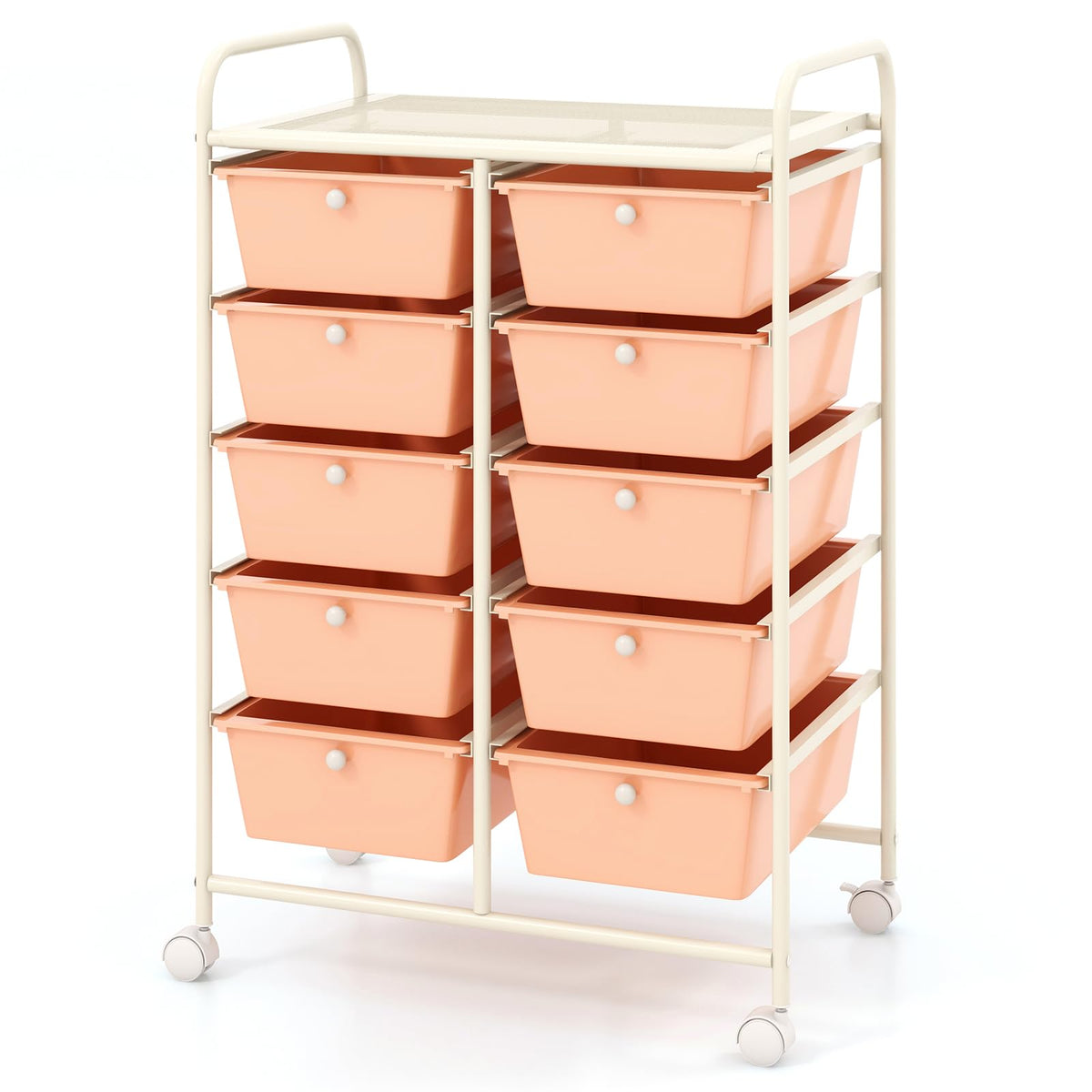 GiantexUK 10 Drawers Storage Cart, Mobile Rolling Storage Trolley with 4 Lockable Wheels & Handles - image 1