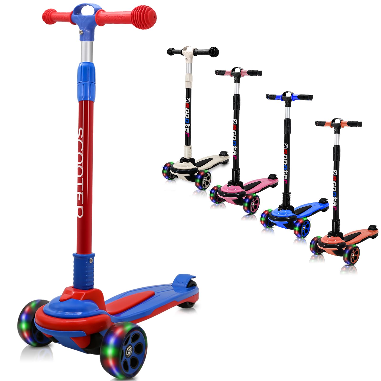 3-Wheel Kids Scooter - Foldable LED Wheels for Ages 5-18